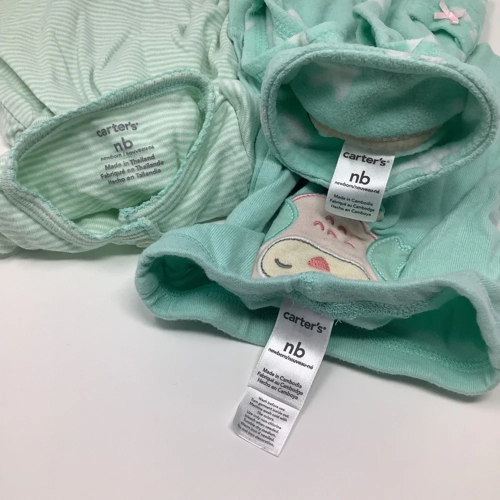 Carter's Baby Girl 3pc Lot Newborn Mint‎ Dress Vest Leggings